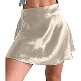 Skrtimory Womens Satin Mini Skirt Elastic Waist A Line Silk Mini Short Skirts for Women