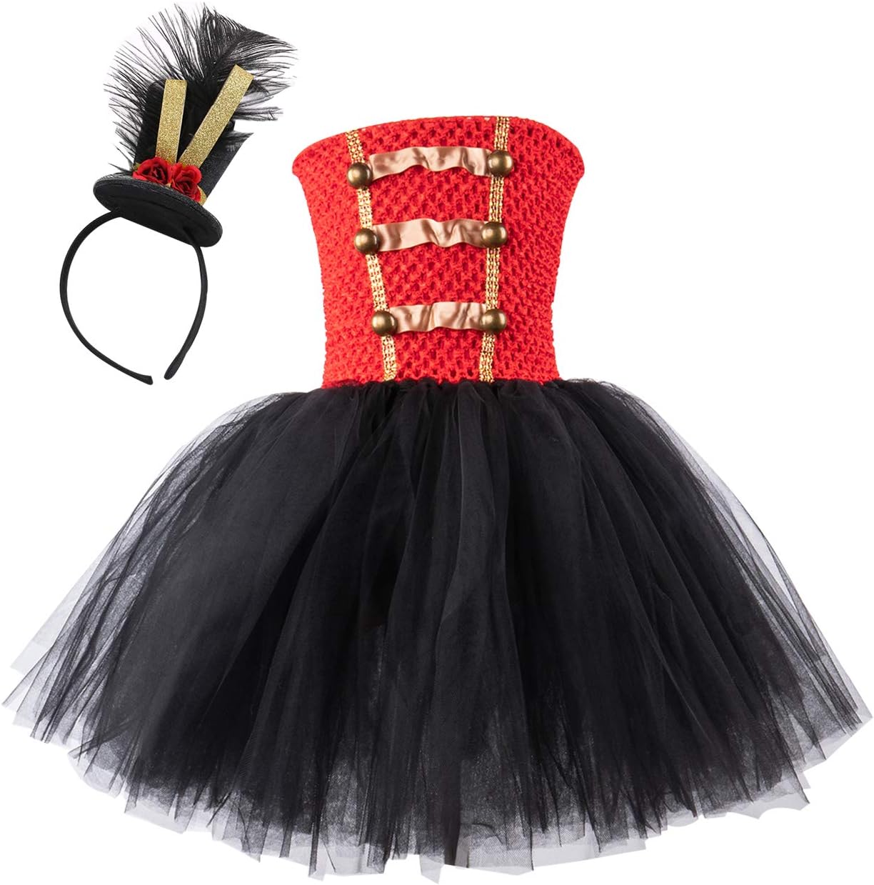 AQTOPS Girls Christmas Party Nutcracker Costumes Drum Majorette Performance Outfits with Headband