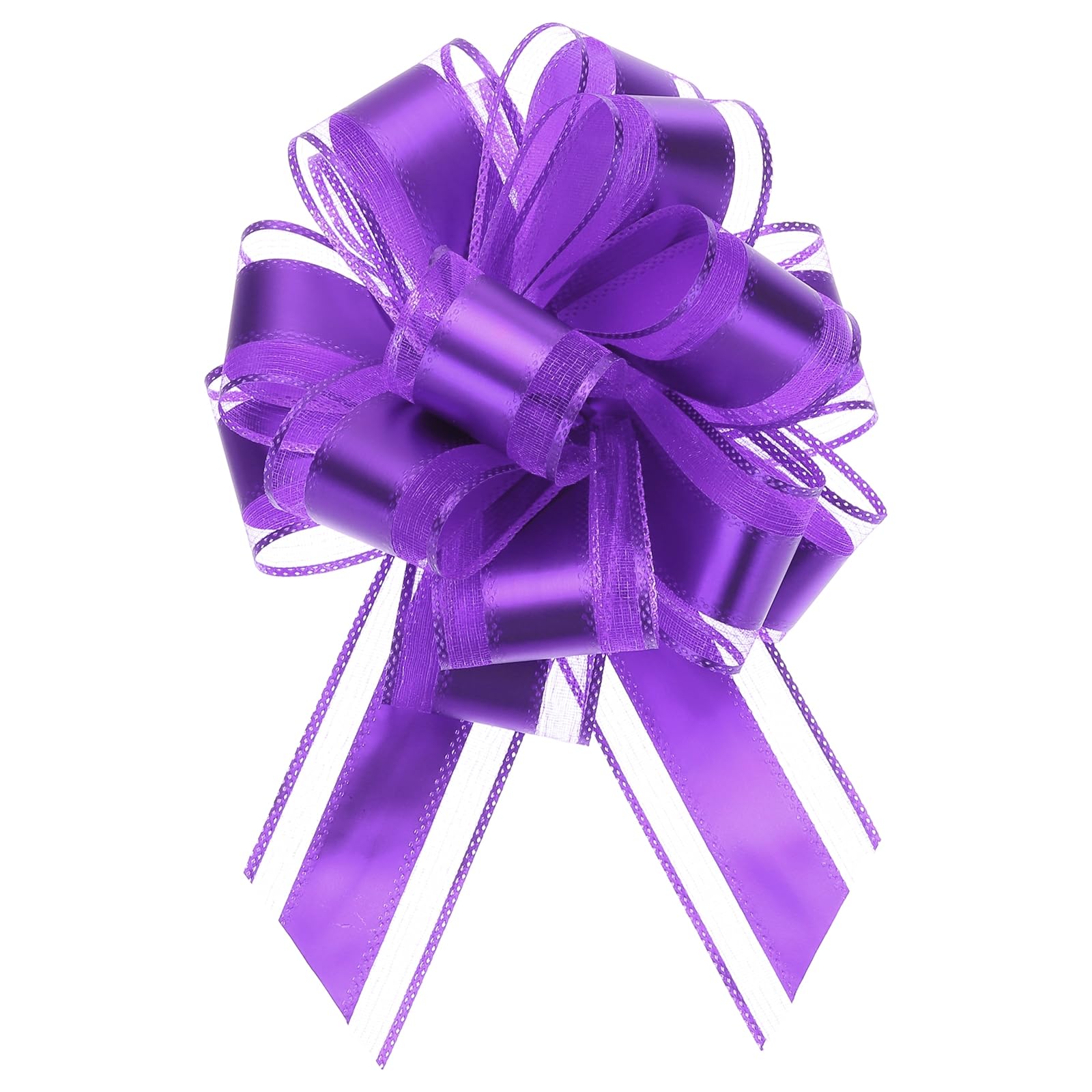 Uxcell 12pcs 8 Inch Extra Large Pull Bow Metallic Gift Wrapping Bows Ribbon Organza Purple for Wedding Baskets Presents Christmas Party