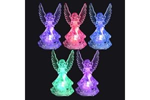 PRETYZOOM 5Pcs Acrylic Angel Lamps Color Changing Luminous Night Lights for Christmas for Home Bar Restaurant Holiday Parties Elegant Angel Shaped LED Decorations