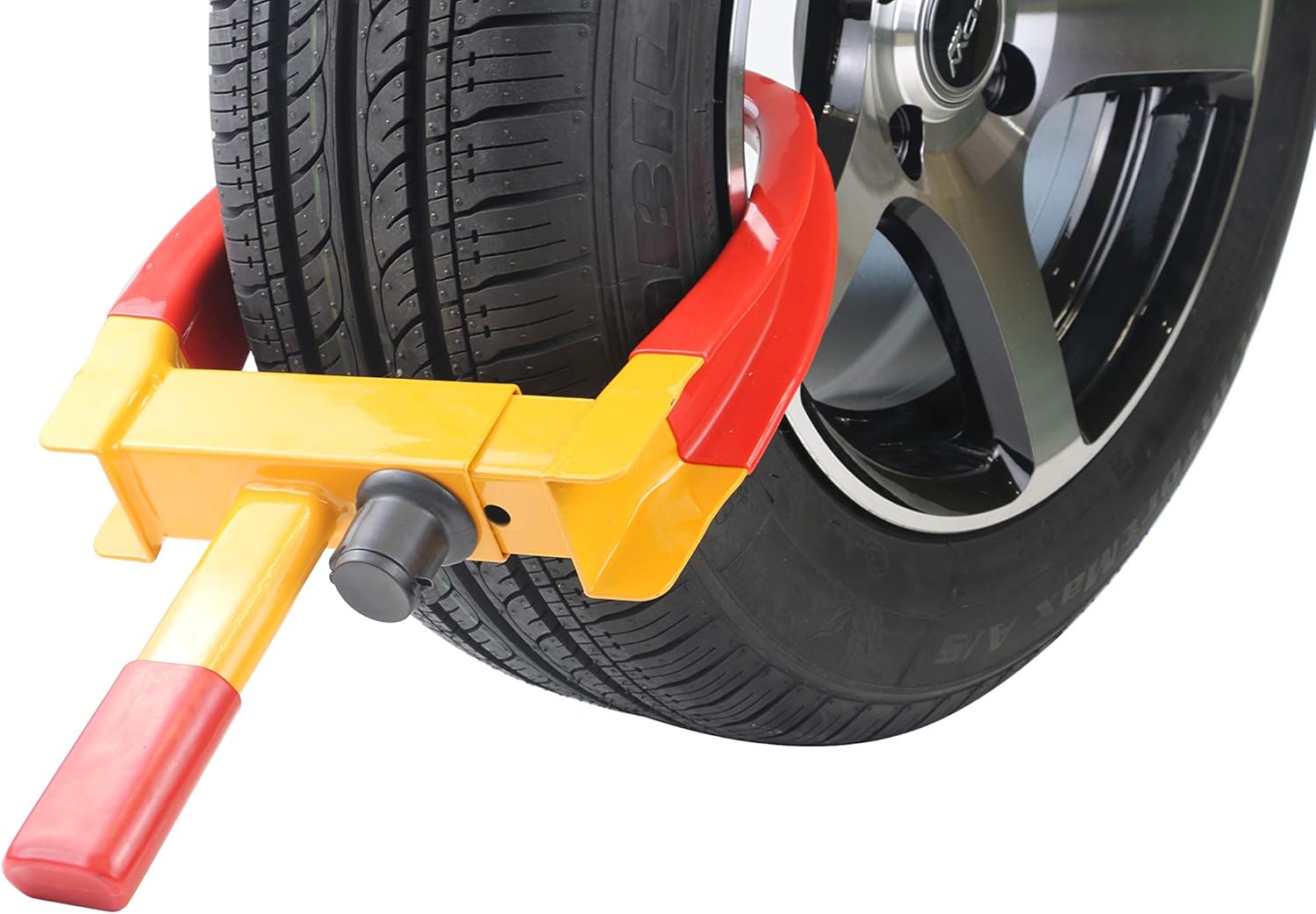 Wheel Clamp Lock Universal Security Tire Lock Anti Theft Lock Fit Most Vehicles, Max 10" Tire Width And 7.5" Reach, For Trailers Suv Boats Atv'S Motorcycles Golf Cart Great Deterrent Bright Yellow/Red: Home Improvement