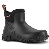 Showave Men's Ankle Rain Boots Waterproof Rubber Garden Boots Durable Slip on Rain Shoes for Outdoor Mud Yard Chore