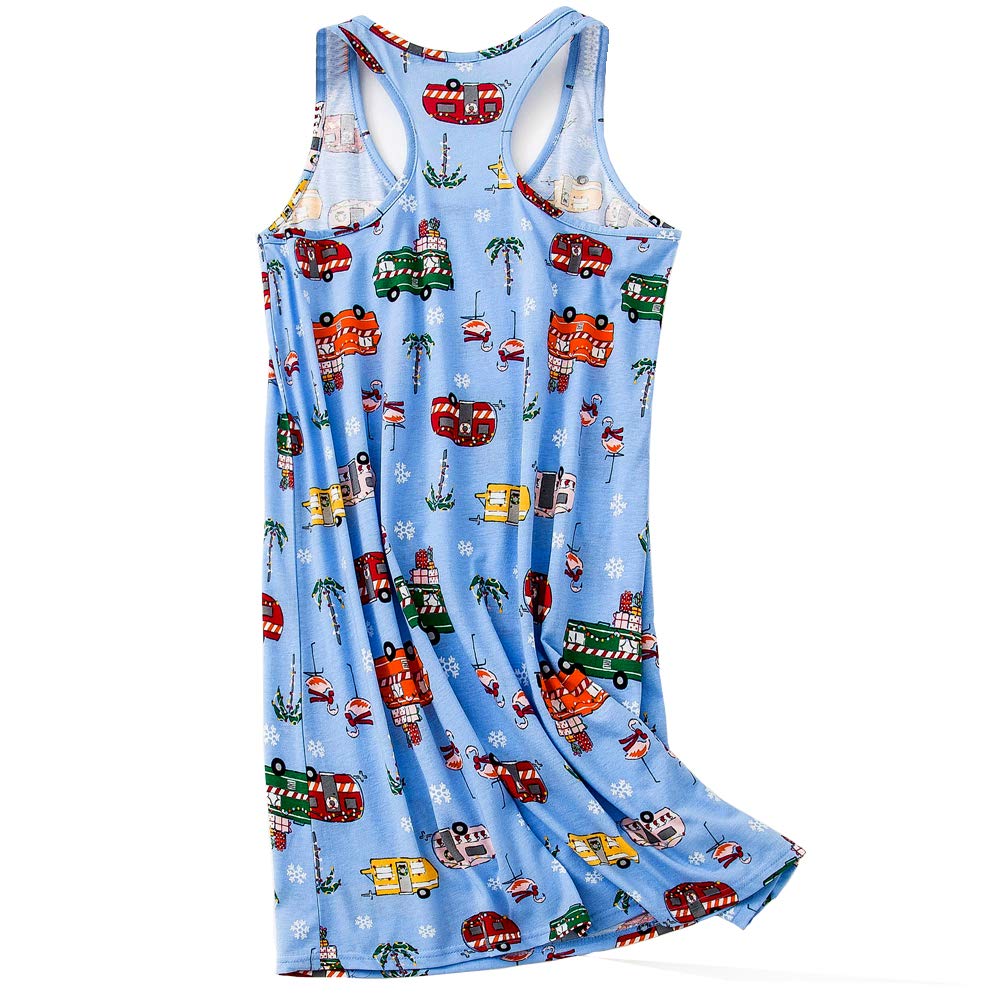 ENJOYNIGHT Womens Nightgowns Cotton Night Shirts Sleeveless Sleep Dress Vest Sleepshirts (Camping, Medium)