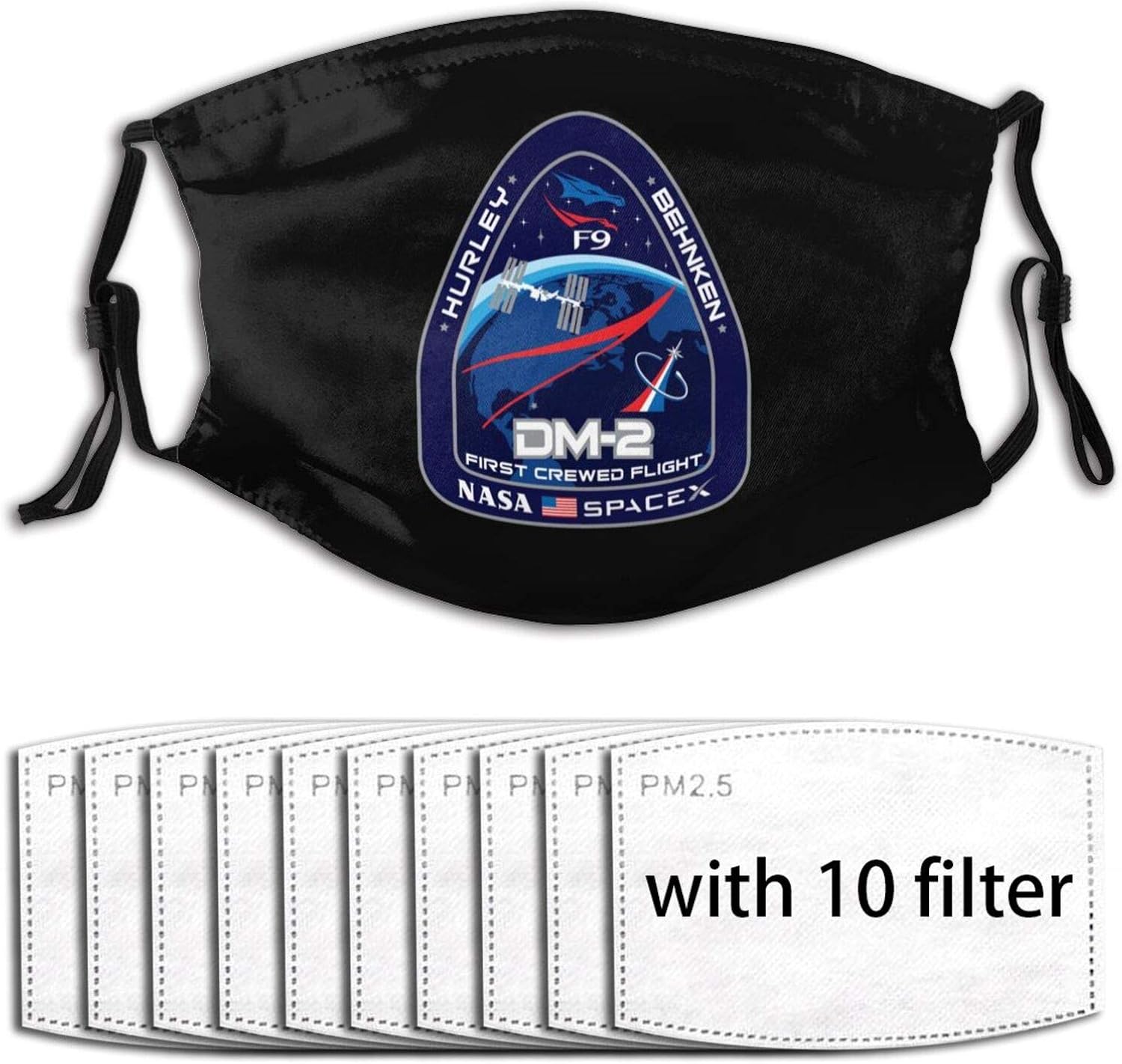 NASA Spacex F9 Men & Women Mask Reusable Mask Breathable Dust Mask at