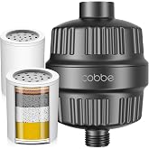Cobbe Shower Filter for Hard Water, KDF-55 Removes Chlorine &amp; Heavy Metals | Fits bathroom &amp; RV showers, 2 replaceable cartridges, hard water, eases dry skin &amp; frizzy hair, tool-free install, Black