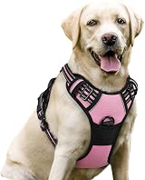 rabbitgoo Dog Harness Large No Pull Reflective Pink Adjustable Vest