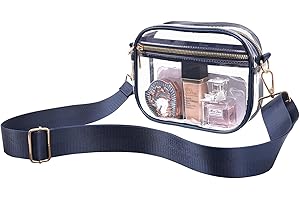 Fibrdoo Clear Bag Stadium Approved, Leather Clear Crossbody Purse Bag for Concerts Sports Events Festivals