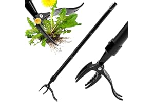zonmtreo Detachable Stand Up Weed Puller Tool with Long Handle, Dandelion Weed Puller Tool Stand Up Heavy Duty, Garden Weed Remover Tool Long Handle, Weeding Tools Gardening Long Handle (Wood 44in)