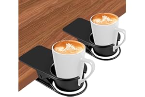 2PCS Drinking Cup Holder Clips, Kalolary Table Edge Cup Holder Clip Water Coffee Mug Holder Clip Desk Bottle Cup Stand Clip w
