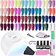 JODSONE 36 PCS Gel Nail Polish Starter Kit UV Light and Dark Series Gel Nail Set No Wipe Base Matte and Glossy Top Coat All Kinds of Manicure Tools