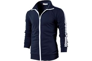 H2H Mens Active Slim Fit Track Lightweight Jacket Zip-up Long Sleeve