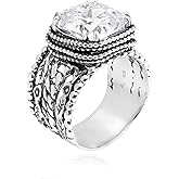 JEAN RACHEL JEWELRY 925 Sterling Silver & 14K Gold Plated Silver Ring - Granule Braid Leaf with Cubic Zirconia Vintage Design - Hypoallergenic, Lead & Nickel Free Handcrafted Statement Rings for Women