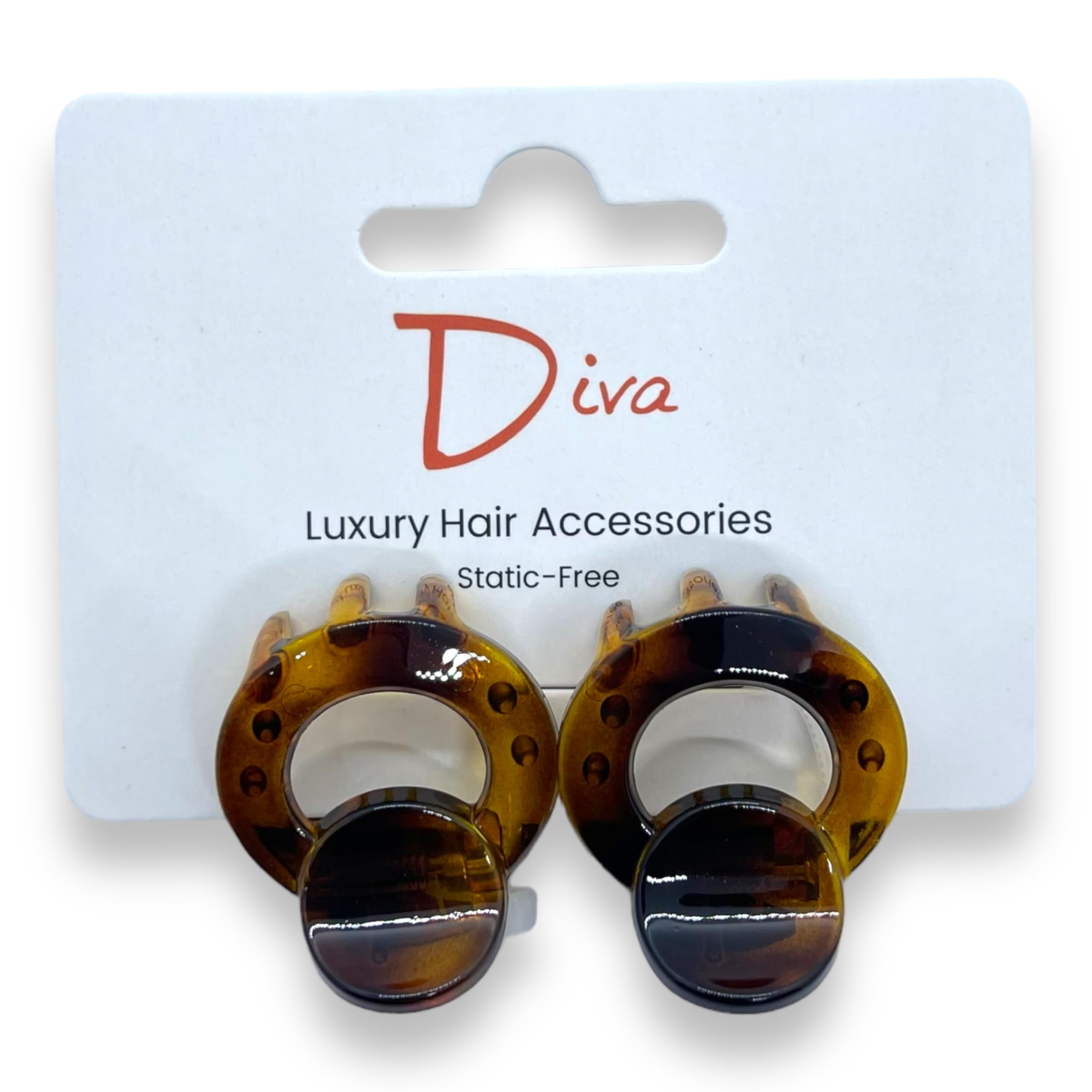Diva Open Round Elegant & Premium Hair Claw Clip | 3 CM / 1.2 INCH | Amber or Gold Tortoiseshell, Black | Quality Materials | Durable Grip & Secure Hold (Gold Tortoiseshell, 3 CM / 1.2 INCH)