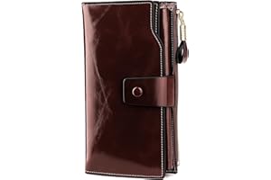 YALUXE Women's Genuine Leather Wallet RFID Blocking Multi Card Holder with Cell Phone Pocket Mothers Day Gifts