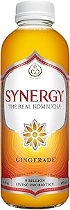 SYNERGY The Real Kombucha - Gingerade - 16 fl oz Bottle - Raw Probiotic Drink for Gut Health and Immune Support