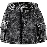 WDIRARA Girl's High Elastic Waist A Line Bodycon Skirt Casual Denim Skirts with Pockets