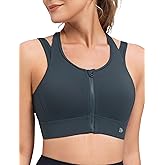 Yvette Front Closure High Support Sports Bras for Women Double Straps Plus Size Sports Bra with Sewn in Pads