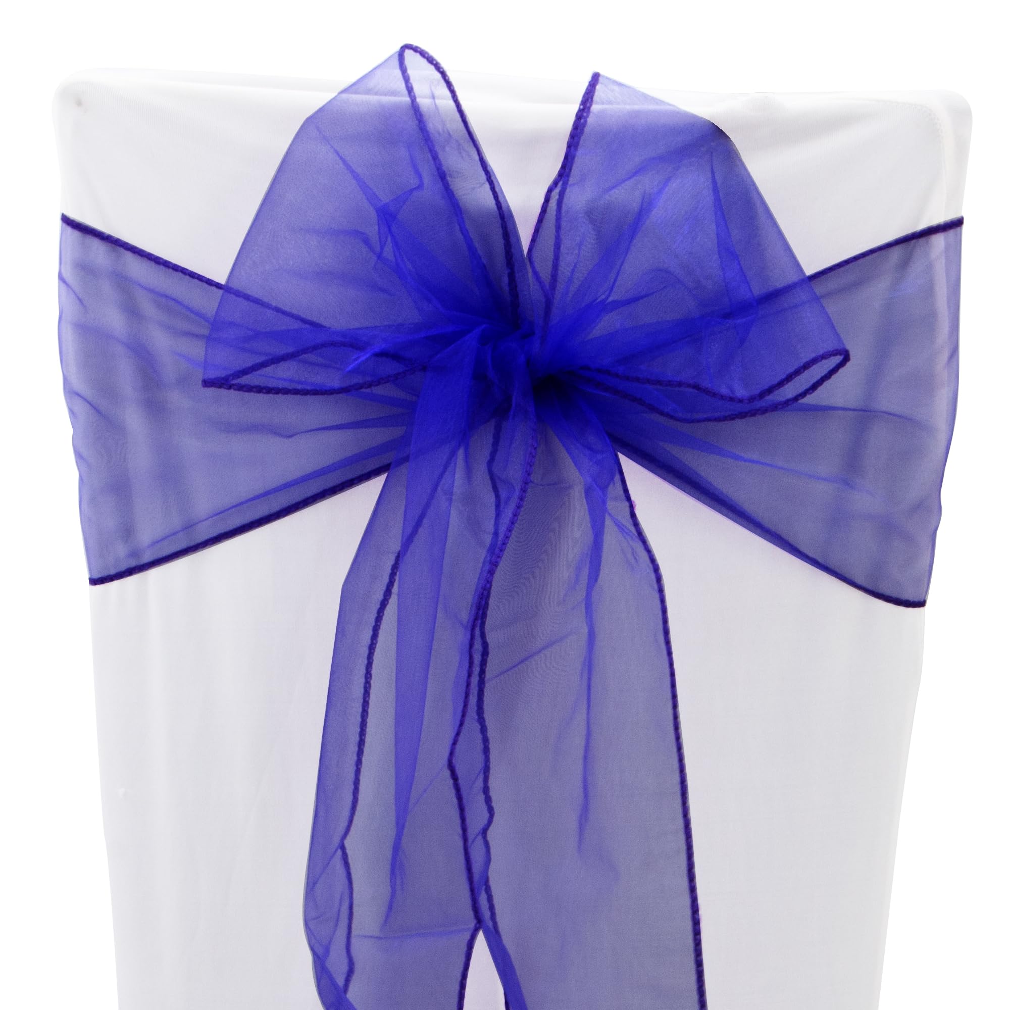 Time to Sparkle 50PCS 17x280cm Organza Chair Sashes Wider Fuller Cover Party Decoration Bow Sashes for Wedding -Purple Majesty