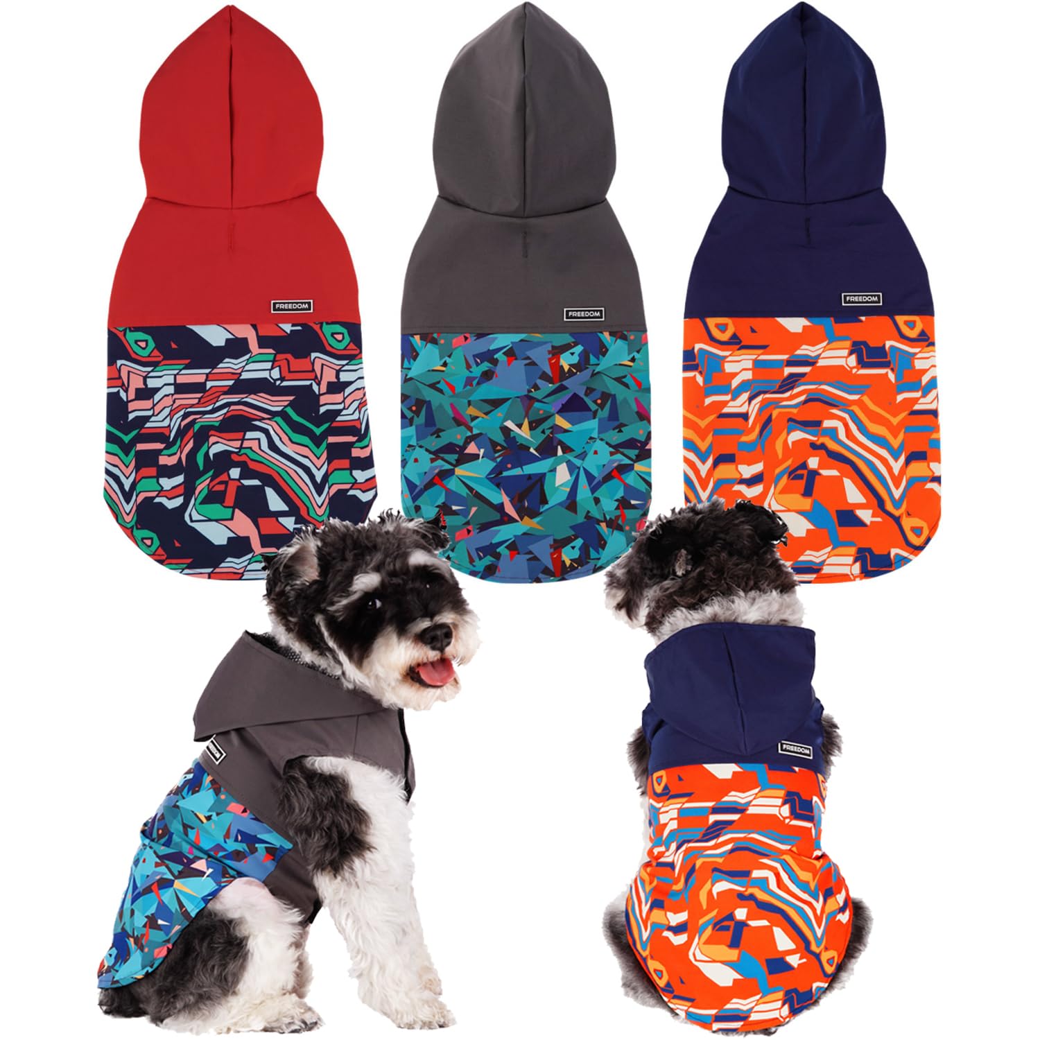 BPS BPS-16181AZ Waterproof Pet Dog Rain Jacket with Hood Pocket for Small Medium Large Dogs, 100% Polyester (7XL, Decorative Blue)