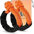 BNEEN Soft Shackle, 1/2" X 24" Light Weight Soft Shackle (56,000 LBS Breaking Strength) with Extra Sleeves for Sailing SUV Off Road Towing ATV (2-Pack Orange Soft Shackle Recovery)