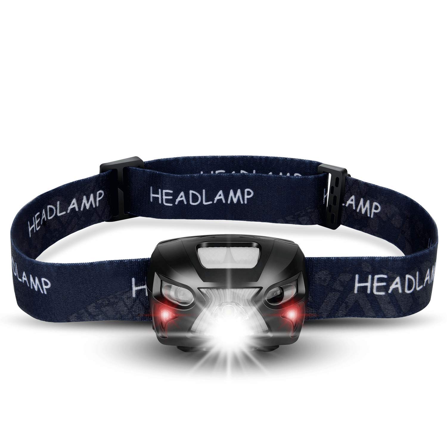 Rechargeable Headlamp, LED Headlamp with 6 Lighting Modes, Super Bright Headlights with White and Red LEDs, Waterproof Headlamp for Camping, Hiking and Reading