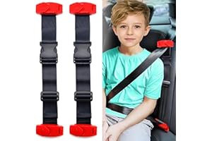 GANBIPU Seat Belt Adjuster for Kids, Car Seatbelt Adjuster with Safety Clips and Adjustment Strap Car Seat Accessories for Childs Adults Shoulder Neck Comfort and Travel Driving Protection(red)-2 Pack