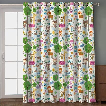 Amazon Com Iprint Blackout Patio Door Curtain Kids Happy Friendly