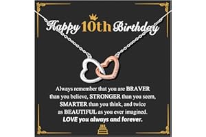 UNGENT THEM Interlocking Heart Necklace for Daughter Granddaughter from Mom Dad Grandma, Birthday Christmas Valentine's Day Gifts for Teen Girls Women