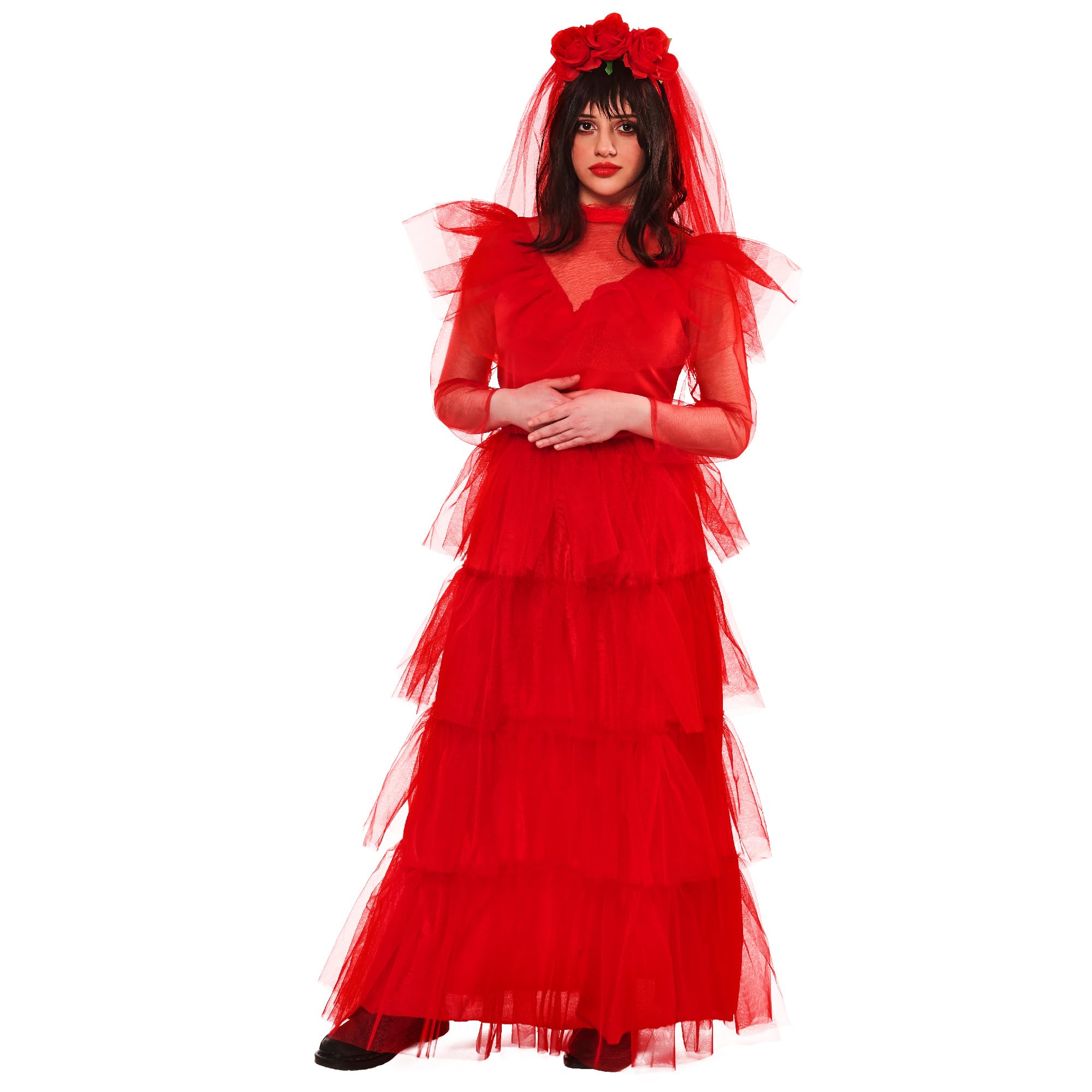 Rubies 701655L000 Beetlejuice Lydia Wedding Dress Adults Fancy, Multicoloured, L Halloween