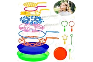 Roberly 15 Pack Bubble Wands Set with Tray Bulk Funny Bubble Making Toy for Kids - Summer Outdoor Toys & Also Gifts for Kids Birthday Games Party Favors