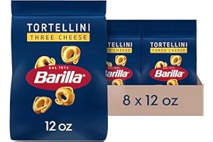 BARILLA Three Cheese Tortellini Pasta, 12 oz. Bag (Pack of 8) - 6 Servings Per Bag - Pantry Friendly Dried Tortellini - Made with Non-GMO Ingredients