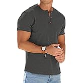 Sailwind Mens Muscle Henley Shirts Lightweight Workout T-Shirt Gym Tee Athletic Short Sleeve with Button