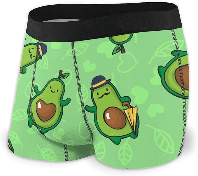 Iop 90p Cute Avocado Pattern Men Boxer Briefs Stretch Underwear Shorts