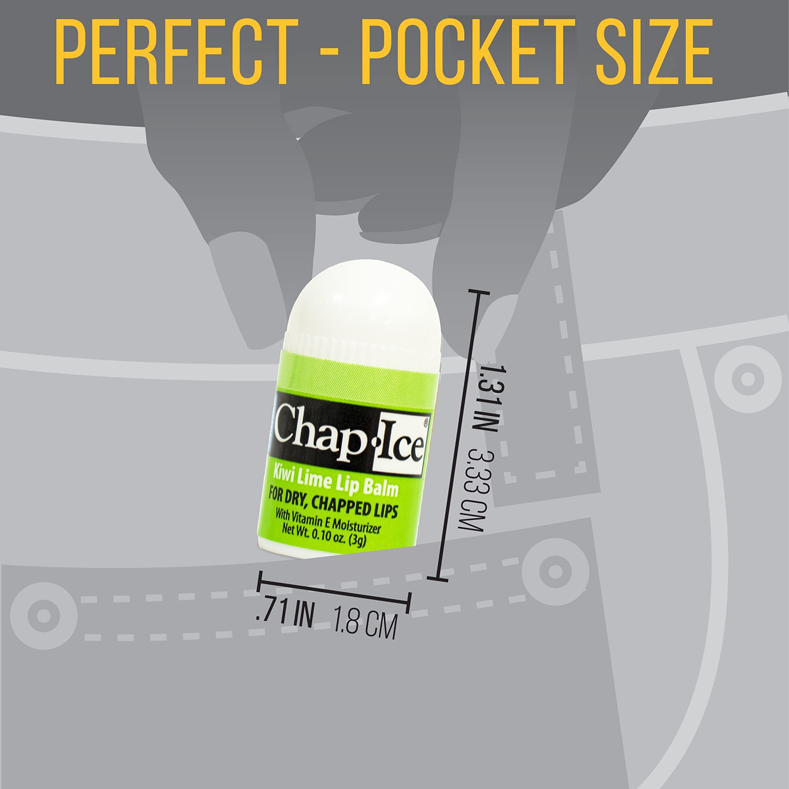 CHAP-ICE 12-Count Mini Kiwi Lime Lip Balms Fortified with Vitamin E for Dry, Cracked Lips | Made in USA | 0.10oz/3g Each