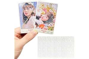Baskiss 100 Pack Laser Star Photocard Sleeves Double Sided 200 Microns Holograhpic Flashing Sleeves K-pop Idol Photo Cards Protector Cards Shield Cover, Ultra Thick and Unsealable