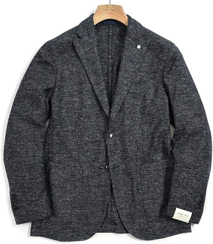 Amazon エルビーエム 1911 テーラード ジャケット 2bシングル ノッチドラペル メンズ 秋冬 ウール ヘリンボーン ブルー イタリア ブランド イタリア製 並行輸入品 コート ジャケット 通販
