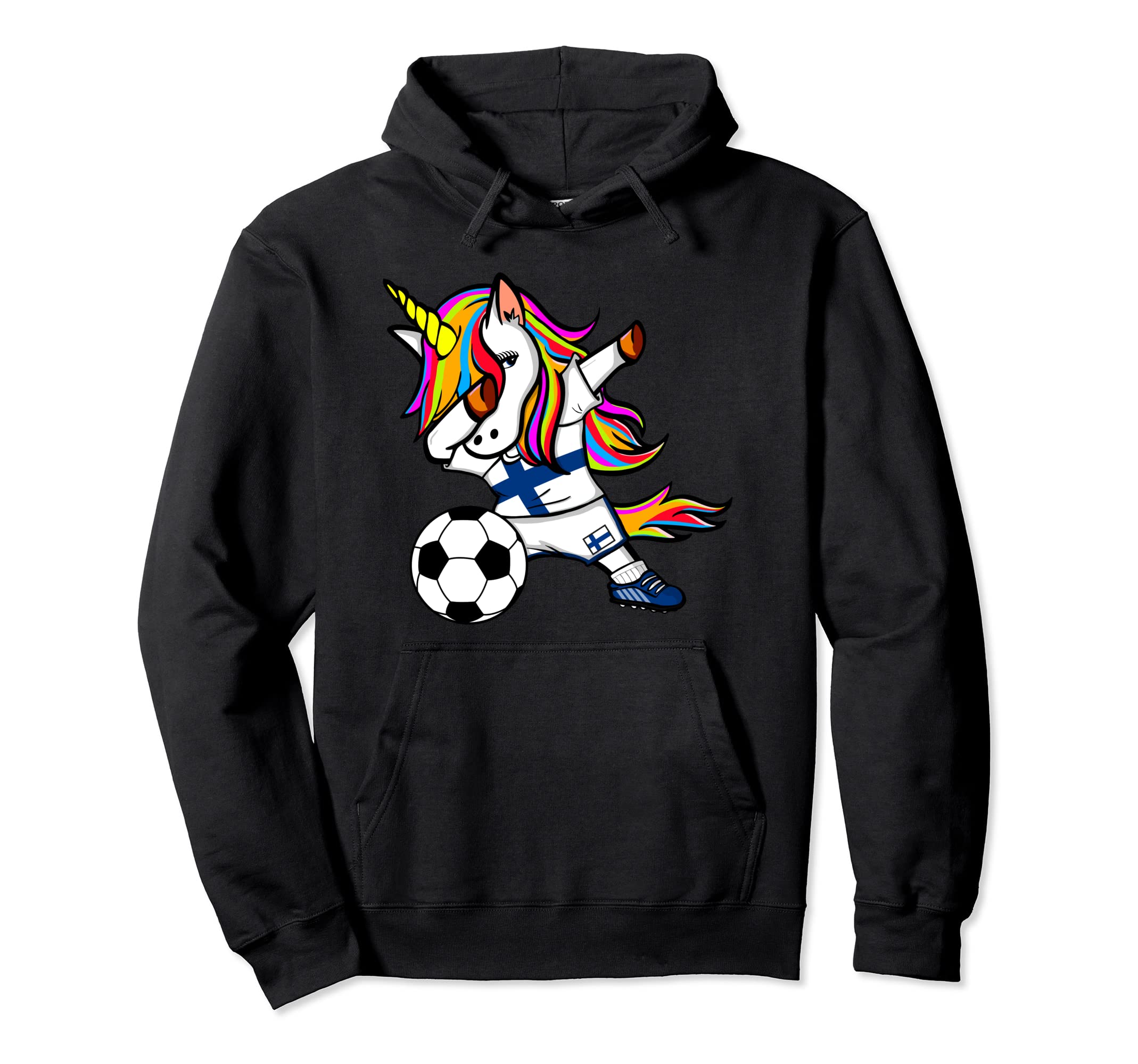 Funny Dabbing Unicorn Finland Football - Finnish Flag Soccer Pullover Hoodie