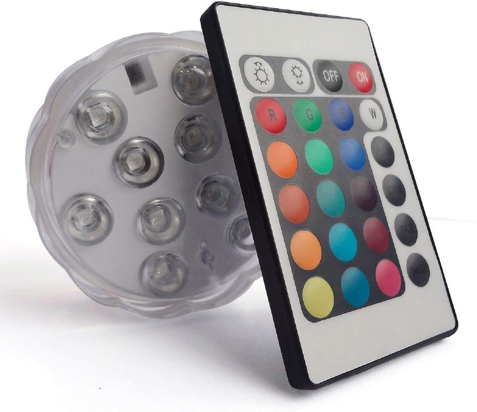 1 Pack 10LEDs Submersible Lights, Hot Tub Lights with Remote Control, Multicolor RGB Waterproof Underwater Light, for Garden, Aquarium, Swimming Pool, Fish Tank, Vase Base, Home Decor