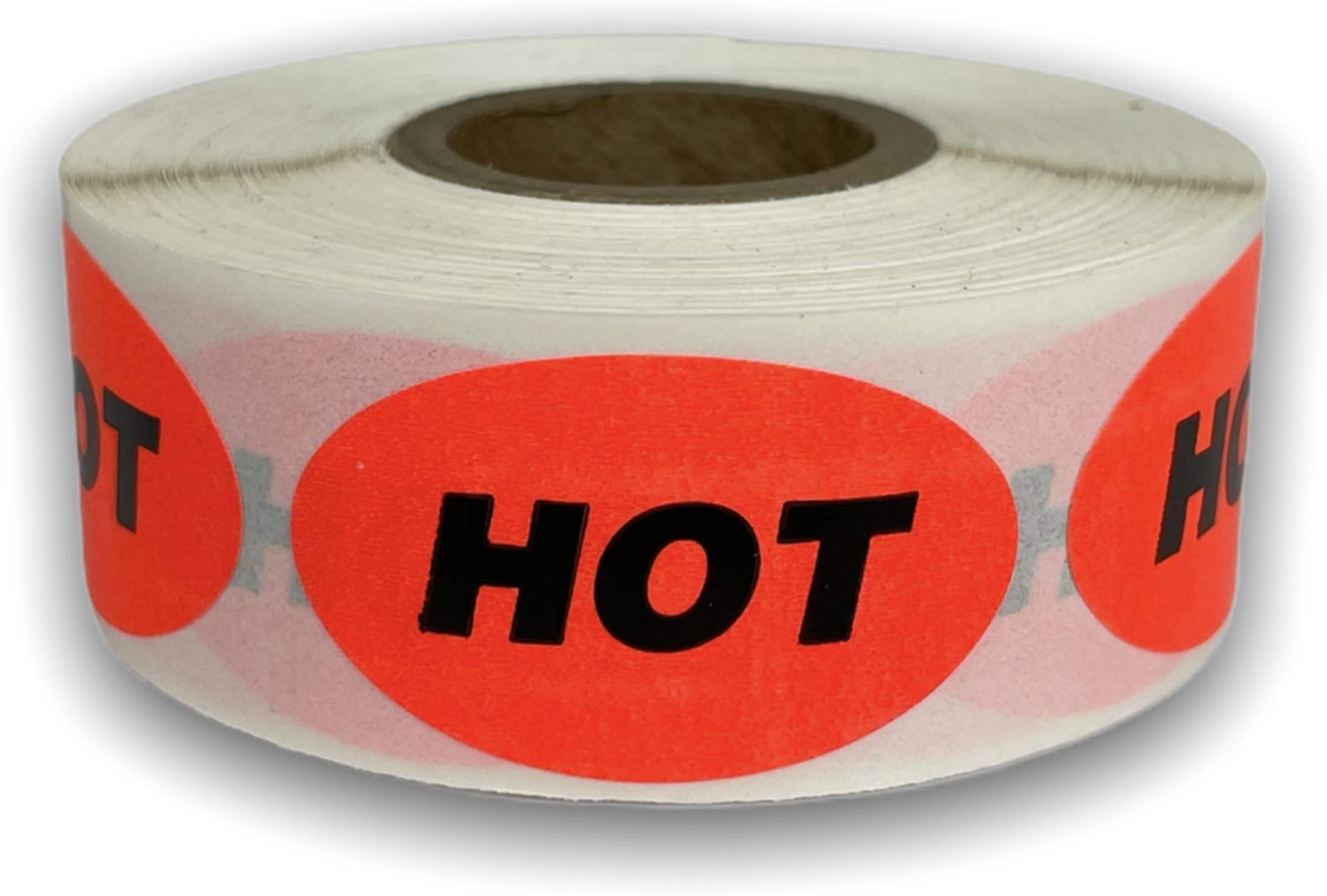1 Roll 500 Labels .875 x 1.5 inch Oval Bright Red HOT Food Retail Package Labels Stickers