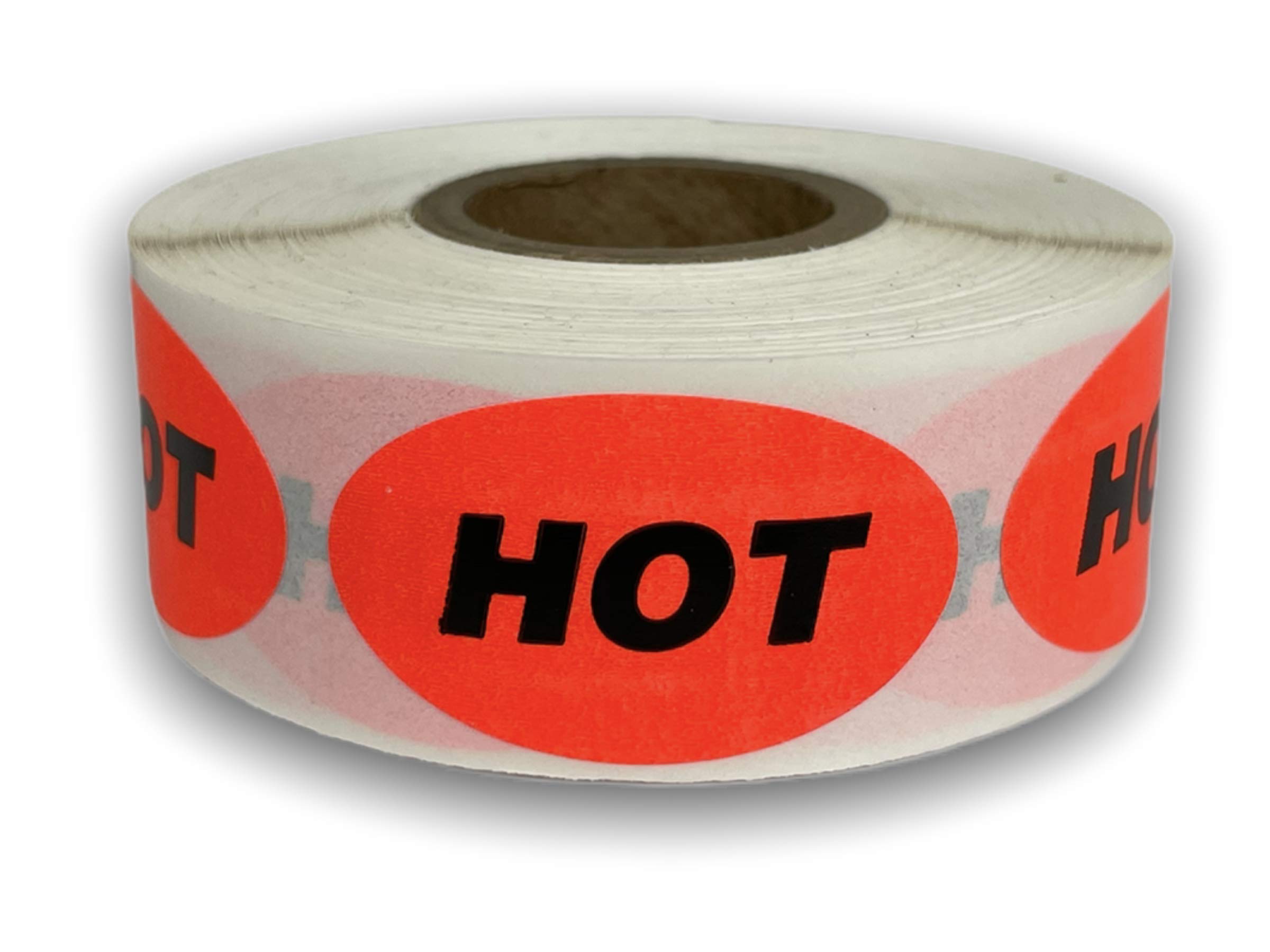 1 Roll 500 Labels .875 x 1.5 inch Oval Bright Red HOT Food Retail Package Labels Stickers