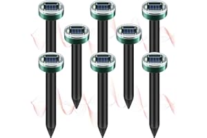 SWIFT CATCH Mole Repellent Solar Powered,8Pack Waterproof Sonic Spike Stakes Chaser for Lawn,Garden Yards,Farm,Outdoor Ultrasonic Repeller for Snake,Rodent,Gopher,Vole Groundhog Squirrel Chipmunk Pest Control