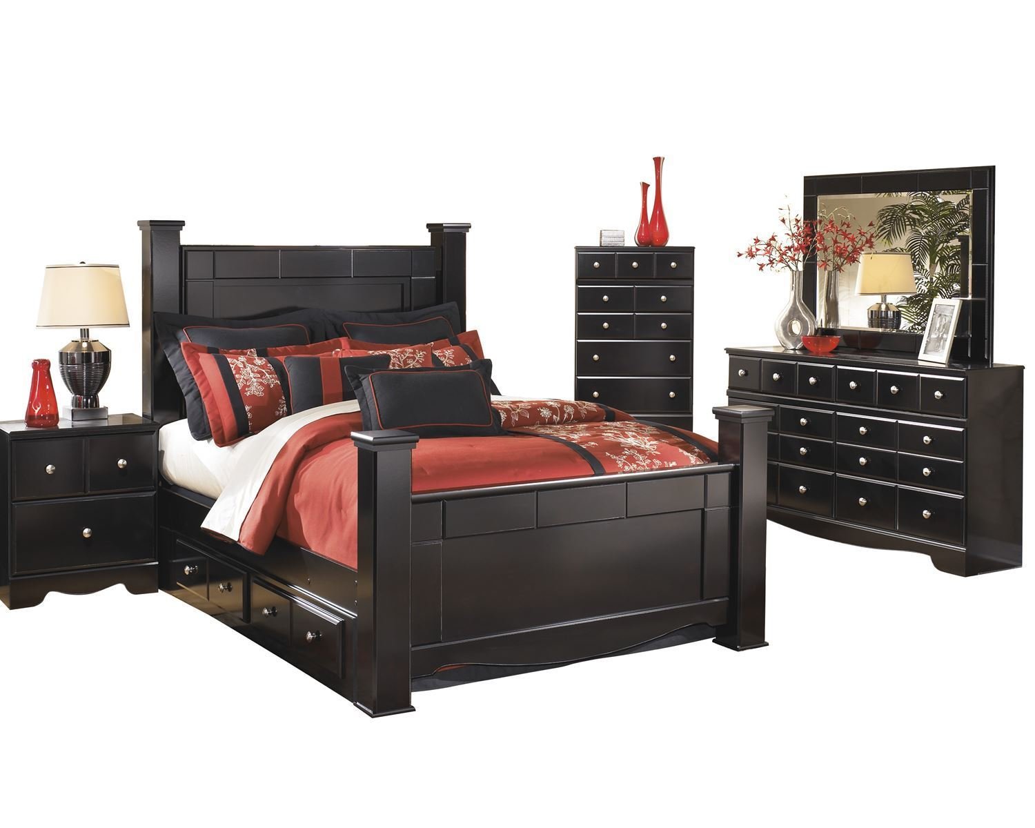 Amazon Com Ashley Shay 5pc Queen Storage Bedroom Set With
