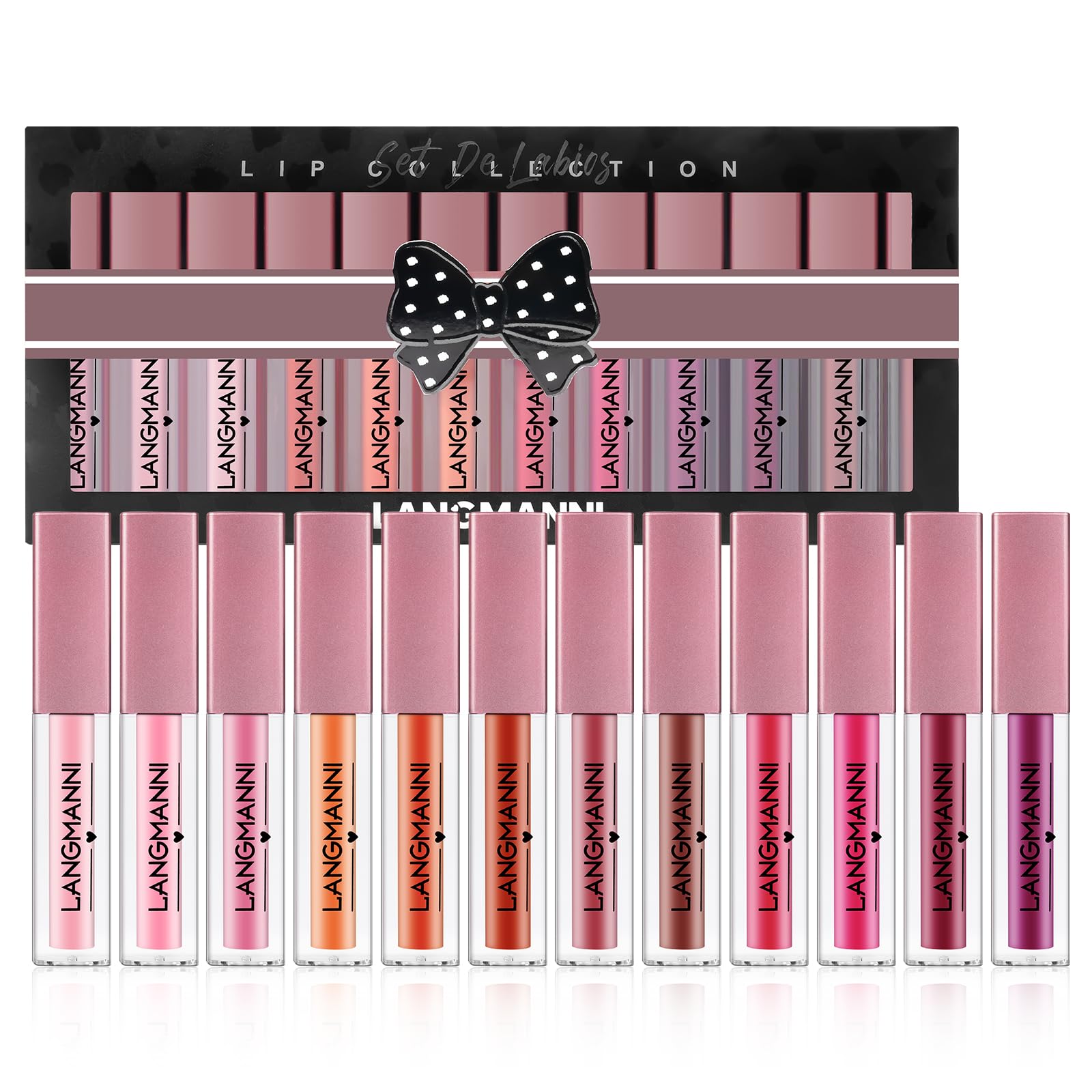 Watery Liquid Lipstick Set, 12 Colors Moisturizing Lip Gloss Set, Velvet Lipgloss Kit, Long Lasting Waterproof Lip Glosses Makeup Set, Lip Glaze Makeup Cosmetic Gift for Women