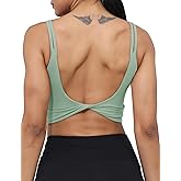 LUYAA Womens Workout Sports Bras Backless Padded Yoga Tank Tops Crop Twist Low Back Cami Bra for Gym