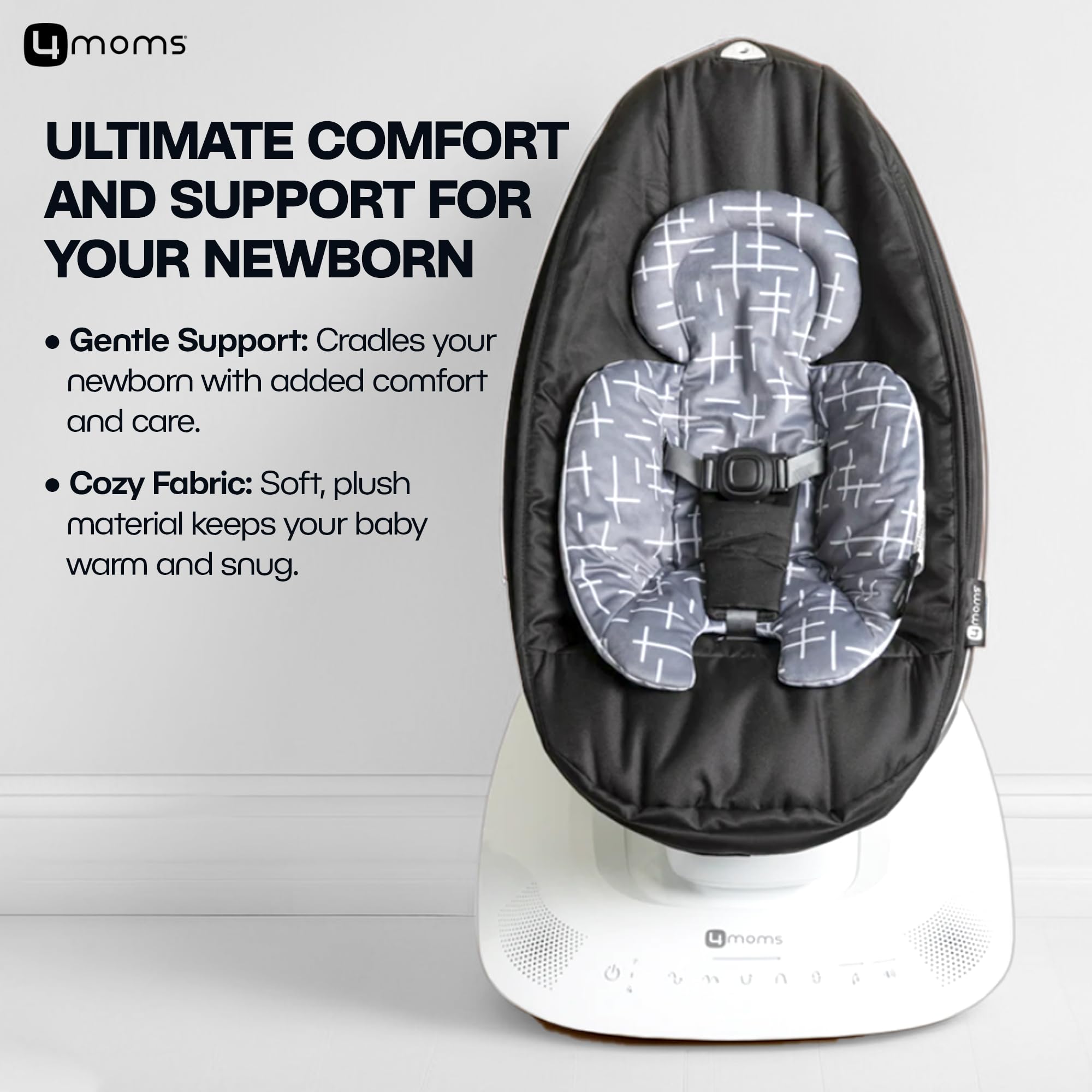 4moms RockaRoo and MamaRoo Infant Insert, Machine Washable, Soft, Plush Fabric, Reversible Design, Dark Grey