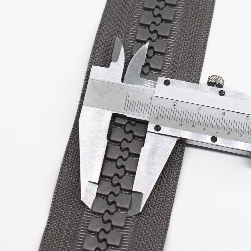 YaHoGa Super Large Plastic Zipper Grey 14mm Wide Teeth Heavy Duty