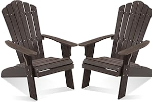 ACUEL Adirondack Chair Set of 2, Outdoor Oversized Patio Chair Poly Lumber Weather Resistant & Durable Fire Pits Chair for Poolside,Lawn and Garden,350lbs Weight Capacity (Dark Brown)