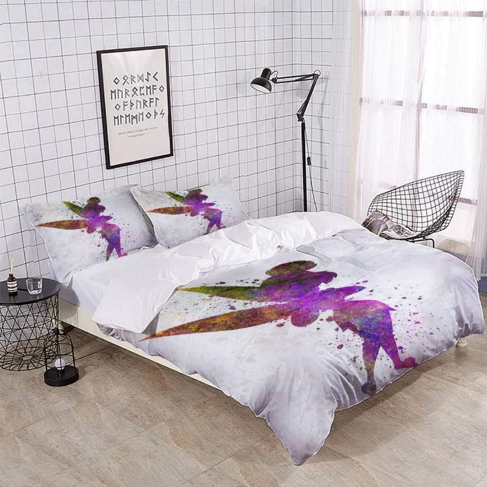 XZBLCMWYBYYYQ Tinkerbell in Watercolor Bedding Duvet Cover Setting Duvet Cover with Pillowcases Queen Bedding Sets for Kids and Family Home Decor Soft Comfy Simple