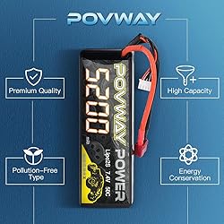 POVWAY 5200mAh 2S LiPo Battery 50C 7.4V RC Battery