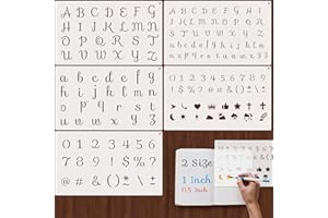 Velluppa Small Letter Stencils for Painting 0.5 & 1 Inch, 5PCS Reusable Alphabet Symbol Number Stencils for Journaling Scrapb